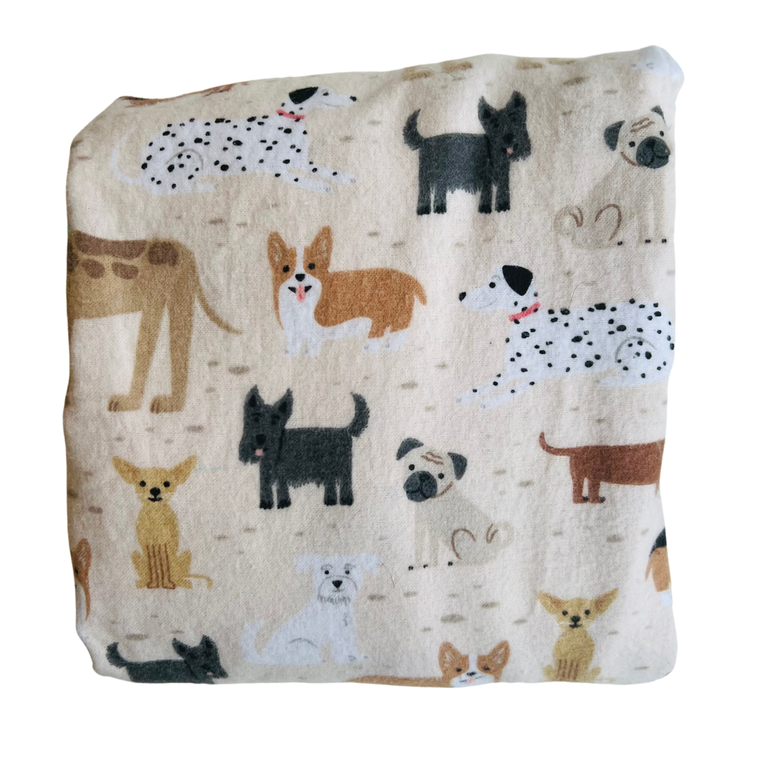Flannel Fitted Cot Sheet - Doggies