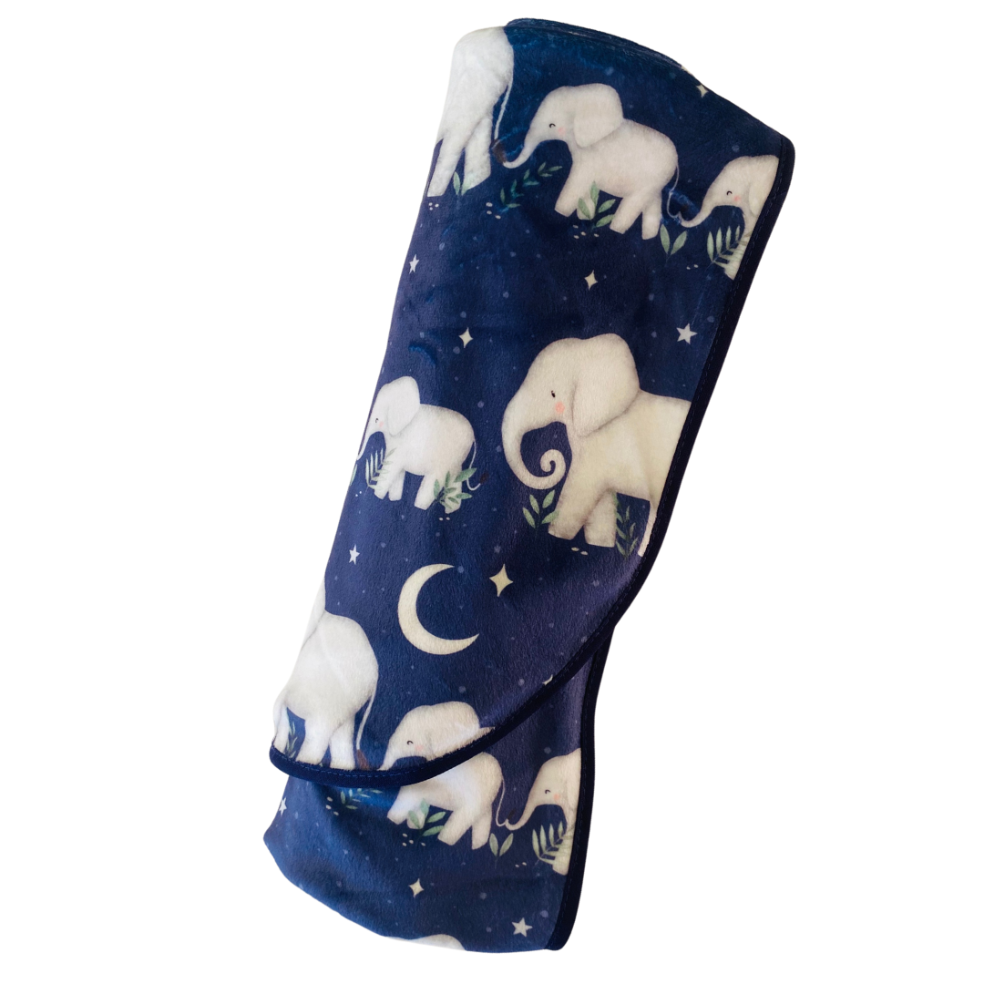 Double Sided Minky Blanket - Elephant Family