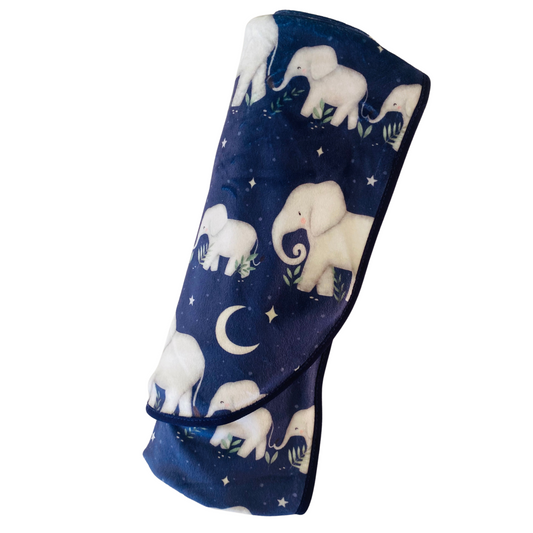 Double Sided Minky Blanket - Elephant Family
