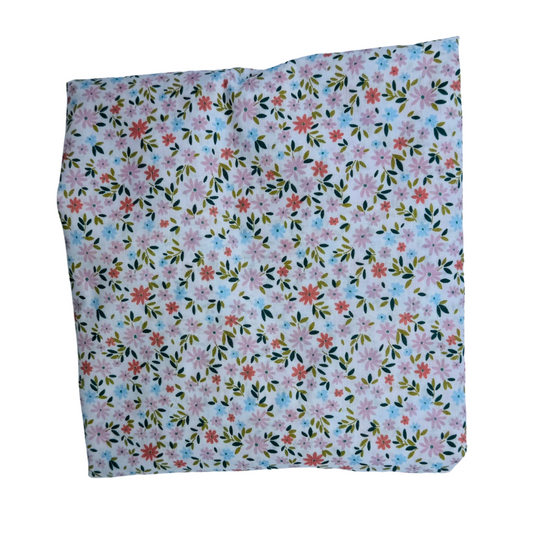 Portacot Flannel Fitted Sheet - White Floral