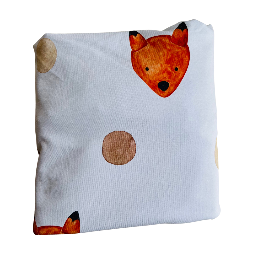Fitted Cot Sheet - Cotton Jersey Spotty Fox