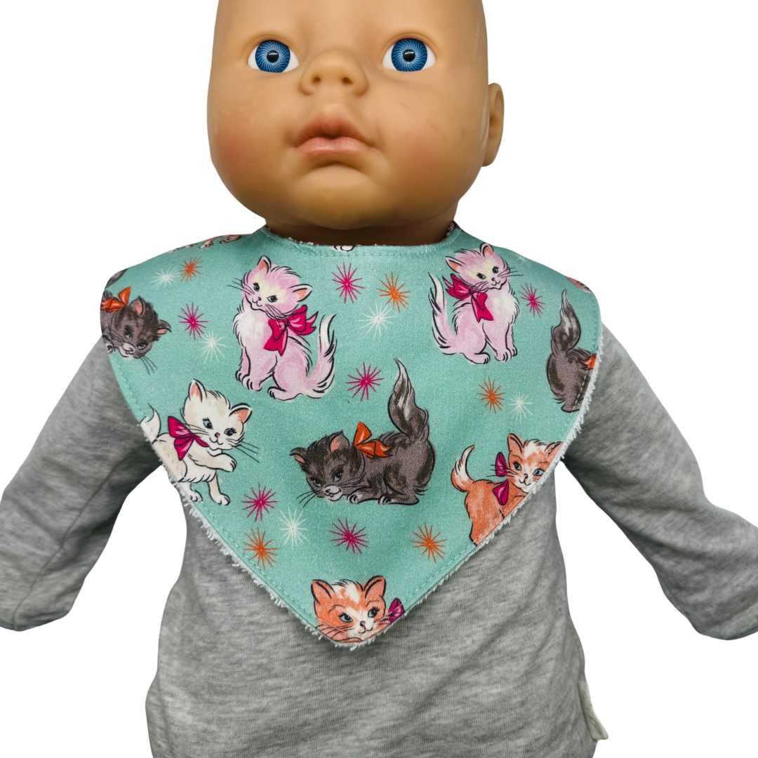 Dribble Bib - Teal Kitty