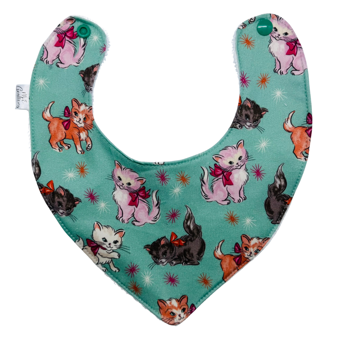 Dribble Bib - Teal Kitty