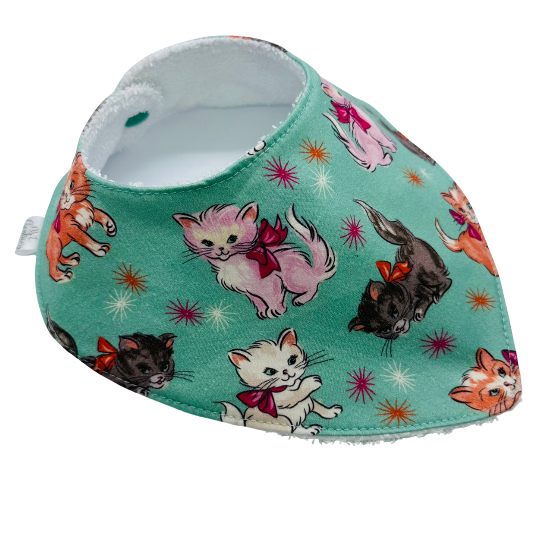 Dribble Bib - Teal Kitty