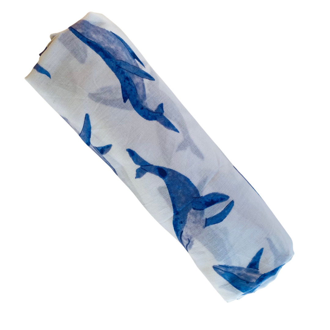 Muslin Wrap - Blue Whales